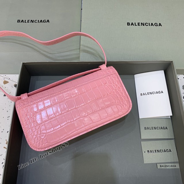 Balenciaga專櫃爆款大號鱷魚粉肩背包 巴黎世家新款Gossip bag斜挎包 fyj1297